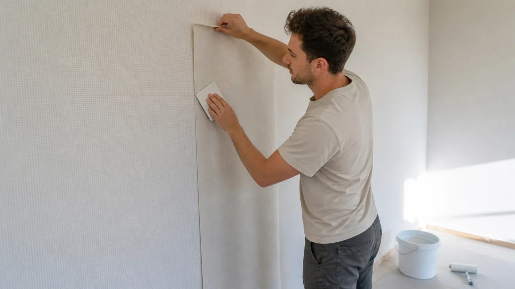 Illustration éditoriale pour l’article « Réussir à coller du papier peint sur de la toile de verre »