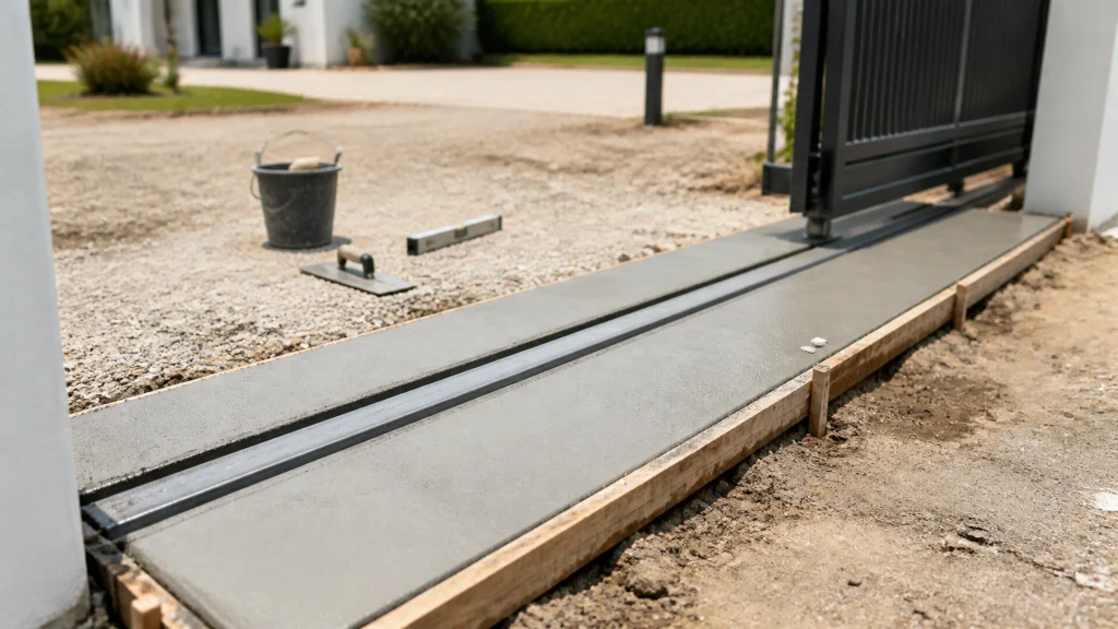 Faire un seuil de portail coulissant durable et stable